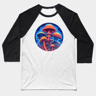 Glowing Mycelium: Neon Mushroom Magic Baseball T-Shirt